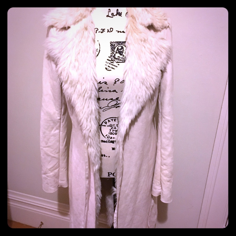 Suede coat w/ fur lining
